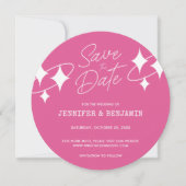 Chic Pink Glitzer Disco Ball Wedding Save the Date Einladung (Vorderseite)