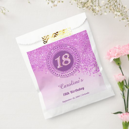 Chic Pink Glitzer & Dotted Rahmen 18. Geburtstag Geschenktütchen (Versiegelt)