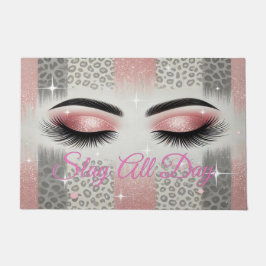 Chic Pink Glitzer Eyelashes Fußmatte