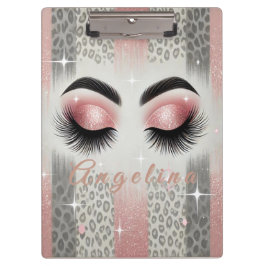 Chic Pink Glitzer Eyelashes Klemmbrett