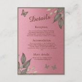 Chic Pink Glitzer Foliage Hochzeit Begleitkarte (Vorderseite)