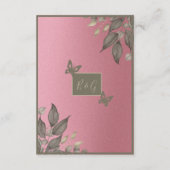 Chic Pink Glitzer Foliage Hochzeit Begleitkarte (Rückseite)