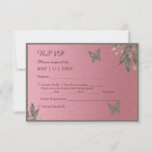 Chic Pink Glitzer Foliage Hochzeit RSVP Karte (Vorderseite)