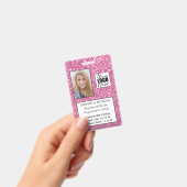 Chic Pink Glitzer Foto Logo Mitarbeiter-ID Ausweis (Handheld)
