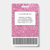 Chic Pink Glitzer Foto Logo Mitarbeiter-ID Ausweis (Rückseite)
