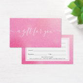 Chic Pink Glitzer Geschenkgutschein (Schreibtisch)