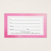Chic Pink Glitzer Geschenkgutschein (Rückseite)