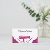 Chic Pink Glitzer Haartrockner Friseur Terminkarte (Stehend Vorderseite)