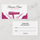 Chic Pink Glitzer Haartrockner Friseur Terminkarte (Vorne/Hinten)
