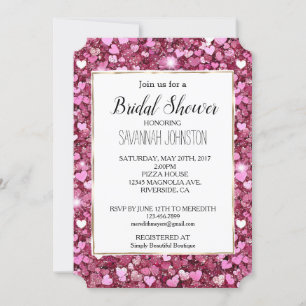 Chic Pink Glitzer Herz Einladung