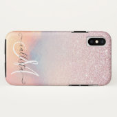 Chic Pink Glitzer Iridescent Holographic Gradient Case-Mate iPhone Hülle (Rückseite (Horizontal))