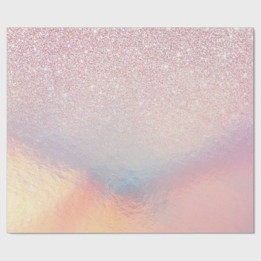 Chic Pink Glitzer Iridescent Holographic Gradient Geschenkpapier (Flach)