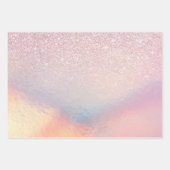 Chic Pink Glitzer Iridescent Holographic Gradient Geschenkpapier Set (Vorderseite)