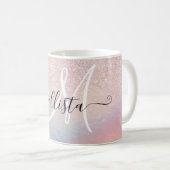 Chic Pink Glitzer Iridescent Holographic Gradient Kaffeetasse (VorderseiteRechts)