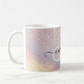 Chic Pink Glitzer Iridescent Holographic Gradient Kaffeetasse (Links)