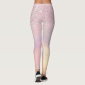 Chic Pink Glitzer Iridescent Holographic Gradient Leggings (Rückseite)