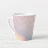 Chic Pink Glitzer Iridescent Holographic Gradient Milchtasse (Linke Ecke)