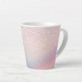Chic Pink Glitzer Iridescent Holographic Gradient Milchtasse (Rechte Ecke)