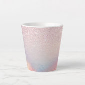 Chic Pink Glitzer Iridescent Holographic Gradient Milchtasse (Vorderseite)