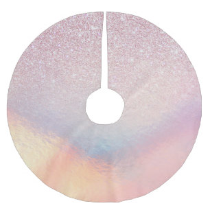 Chic Pink Glitzer Iridescent Holographic Gradient Polyester Weihnachtsbaumdecke