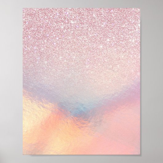 Chic Pink Glitzer Iridescent Holographic Gradient Poster (Vorne)