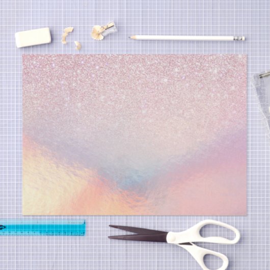 Chic Pink Glitzer Iridescent Holographic Gradient Seidenpapier (Handwerk)