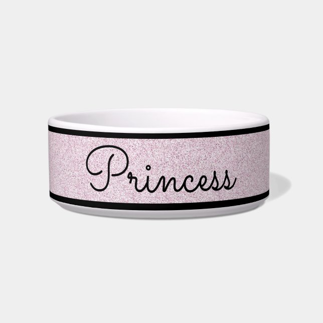 Chic Pink Glitzer Maßgeschneiderte Katzenschale Napf (Vorderseite)