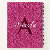 Chic Pink Glitzer Monogram Name Notizblock (Rückseite)