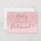 Chic pink Glitzer ombre meine Brautjungfrau Einladung (Vorderseite)