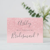 Chic pink Glitzer ombre meine Brautjungfrau Einladung (Stehend Vorderseite)