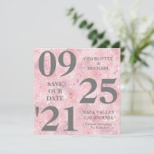 Chic Pink Glitzer Sparkle Moderne Save the Date Einladung (Stehend Vorderseite)