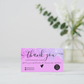Chic pink Glitzer Tropfen erröten Ordnung danke Visitenkarte (Stehend Vorderseite)
