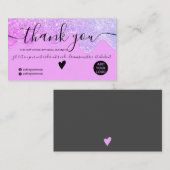 Chic pink Glitzer Tropfen erröten Ordnung danke Visitenkarte (Vorne/Hinten)