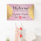 Chic Pink Glitzer und Gold Floral Wedding Banner (Insitu)