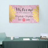 Chic Pink Glitzer und Gold Floral Wedding Banner (Messeveranstaltung)