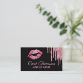 Chic Pink Glitzer und Lippen 2 Visitenkarte (Stehend Vorderseite)
