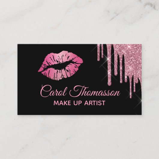 Chic Pink Glitzer und Lippen 2 Visitenkarte (Vorderseite)