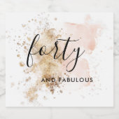 Chic Pink & Gold 40. Geburtstag Alkoholflaschenetikett (Einzelnes Label)