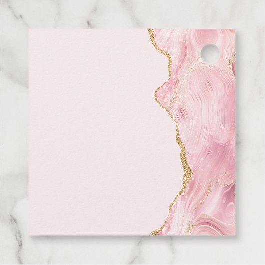 Chic Pink Gold Agate Bat Mitzvah Custom Party Geschenkanhänger (Rückseite)