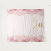 Chic Pink Gold Agate Bat Mitzvah Custom Party Wandteppich (Vorderseite (Horizontal))