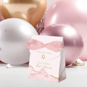 Chic Pink Gold Agate Bat Mitzvah Extravagantes Par Geschenkschachtel