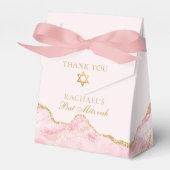 Chic Pink Gold Agate Bat Mitzvah Extravagantes Par Geschenkschachtel (Vorderseite)