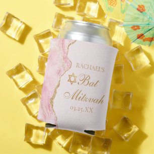 Chic Pink Gold Agate Bat Mitzvah Party Custom Dosenkühler