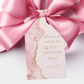 Chic Pink Gold Agate Bat Mitzvah Party Custom Geschenkanhänger