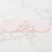 Chic Pink Gold Agate Bat Mitzvah Party Custom Wasserflaschenetikett (Einzelnes Label)