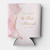 Chic Pink Gold Agate Custom Bat Mitzvah Party Dosenkühler (Vorderseite)