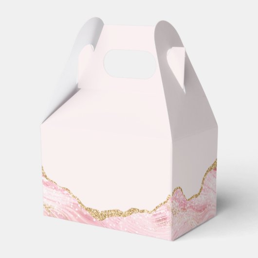 Chic Pink Gold Agate Custom Bat Mitzvah Party Geschenkschachtel (Rückseite)
