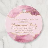 Chic Pink Gold Agate Custom Retirement Party Geschenkanhänger (Vorderseite)