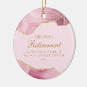 Chic Pink Gold Agate Custom Retirement Weihnachten Keramik Ornament (Links)
