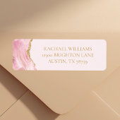 Chic Pink Gold Agate Rücksendeadresse